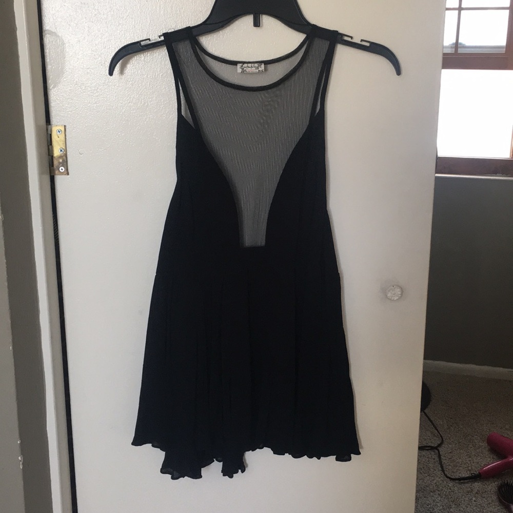 Mesh v neck free people top